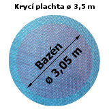 Krycí plachta modrá kruh 3,5 m na bazén průměru 3m